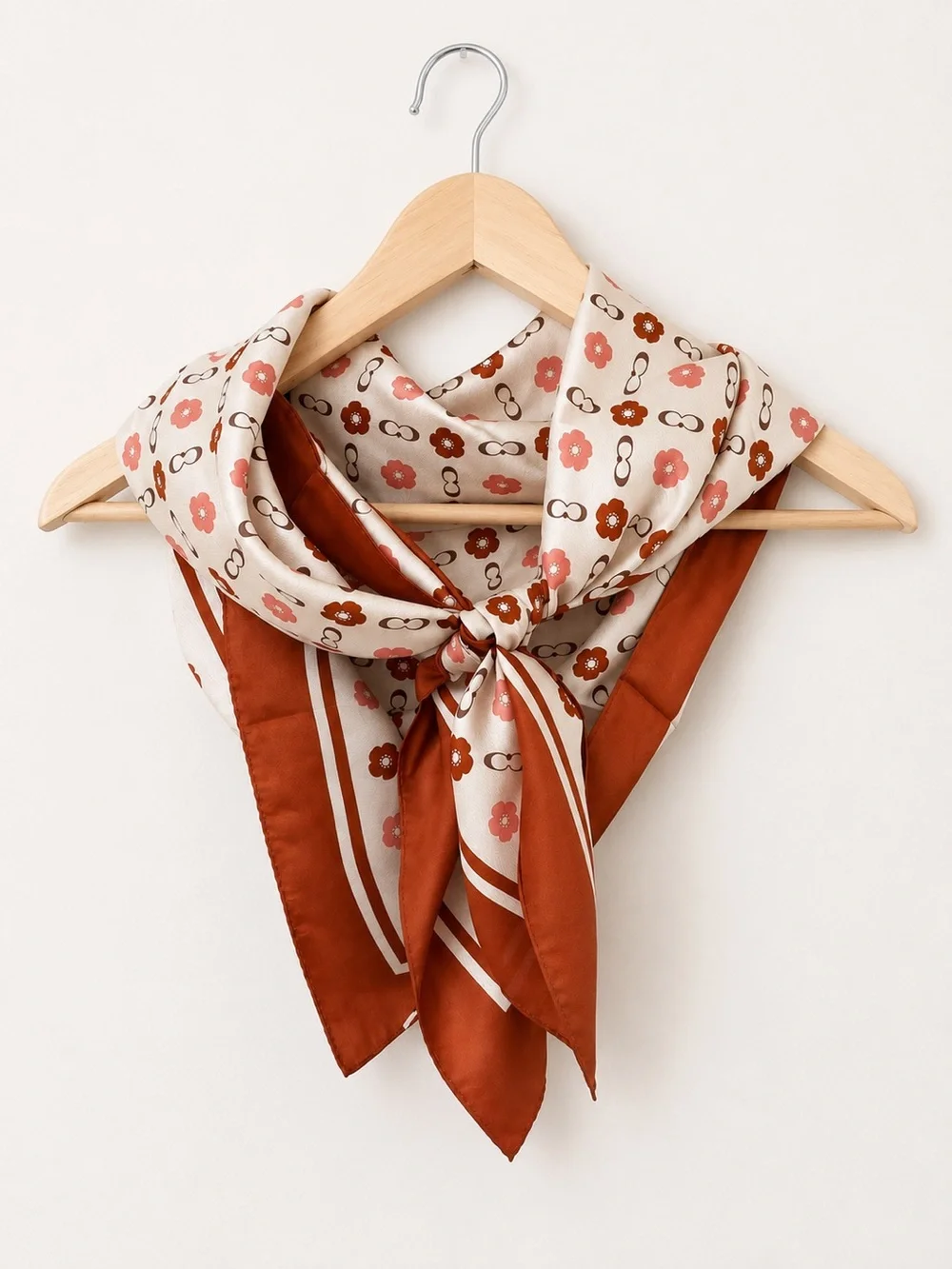 Coach Restored Tea Rose Print Silk Square Scarf Canyon CC Logo